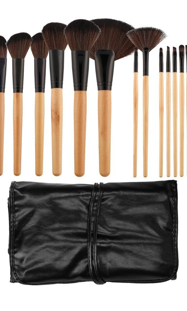 Mimo Makeup Brush Wooden&Black 24Pcs Set